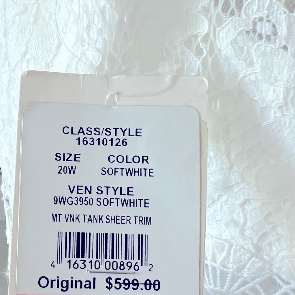 GALINA V-Neck Lace Illusion Wedding Dress, White, NWT, Size 20W - Picture 11 of 14